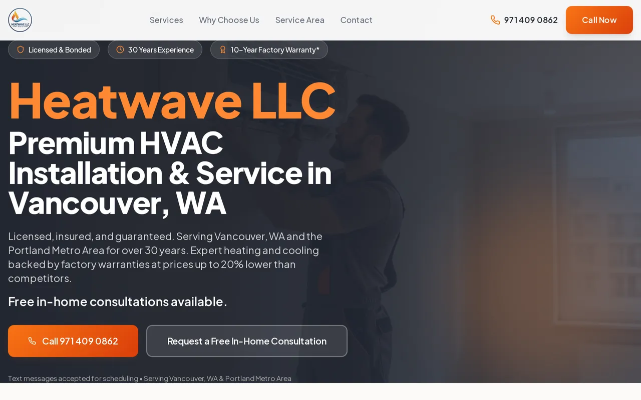 Home page of the Heatwave LLC website